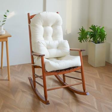 Imagem de Activance Conjunto de almofadas para cadeira de balanço para ambientes internos grandes com laços almofada lombar extra de veludo holandês premium enchimento de alta resiliência fundo antiderrapante