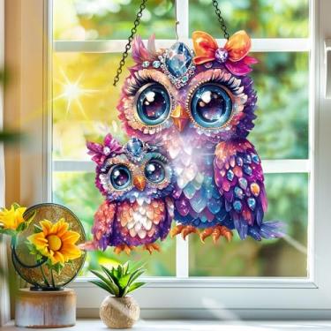 Imagem de Apanhador de sol de acrílico colorido, decoração de janela suspensa de águia para apanhadores de sol, arte de parede de arco-íris, para varanda, interior e exterior, jardim, enfeites de Natal