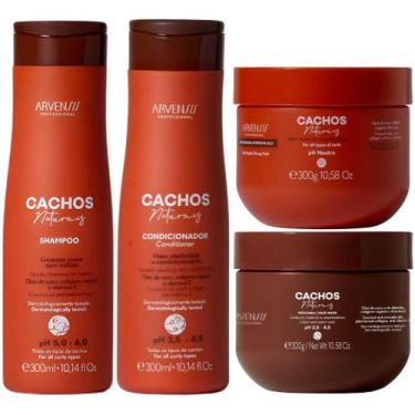 Imagem de Kit Arvensis Cachos Naturais Completo 4 Produtos Cabelos Crespos Hidra
