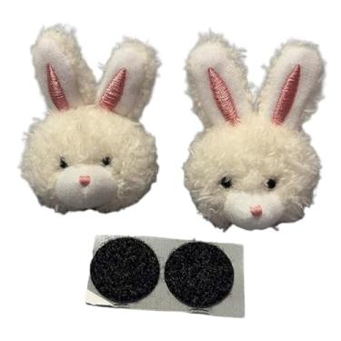 Imagem de menolana Conjunto de 2 enfeites para capacete, cabeça de de pelúcia, acessórios decorativos fofos para ciclismo e esqui. Ideal para mulheres e meninas, Branco