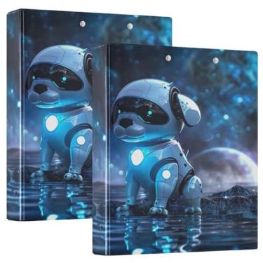 Imagem de Fichários de escritório Robot Dog on Planet com prancheta de material escolar estético, prancheta de enfermagem com armazenamento