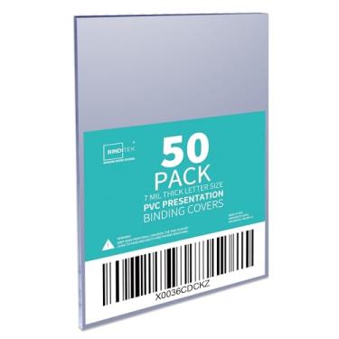Imagem de Binditek Pacote com 50 capas de apresentação de encadernação de PVC transparente, capa de relatório de 7 mil para documentos comerciais, projetos escolares 20,3 x 28,3 cm, tamanho carta