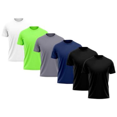 Imagem de Kit 6 Camiseta Masculina Dry Proteção Solar UV Térmica Academia Treino Camisa Praia Camisetas-Masculino