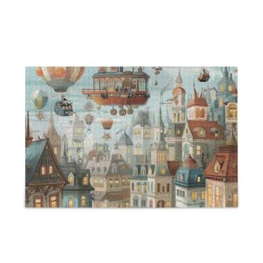 Imagem de Quebra-cabeças adultos de 500 peças coloridas em tons pastel, papel e madeira compostos para adultos com bolsa de armazenamento