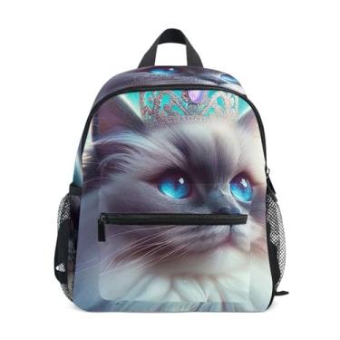 Imagem de GAIGEO Cute Kitten Ragdoll Cat Kids Small Backpack Small Boys Backpack with Front Pocket, Safety Whistle for Ages 3-8