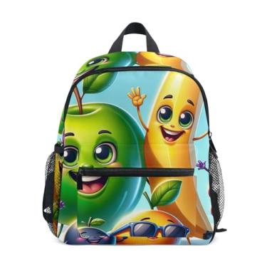 Imagem de GAIGEO Cartoon Fruits Funny Little Kids Backpack with Whistle, 2 Bottle Pockets, Lightweight, Preschool Backpack 10x4x12 In, for Ages 3-8