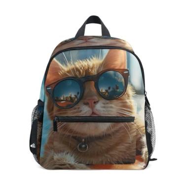 Imagem de GAIGEO Funny Cat Hoilday Backpacks for Toddlers with Whistle, 2 Bottle Pockets, Lightweight, Girls Backpack Elementary School 10x4x12 In, for Ages 3-8