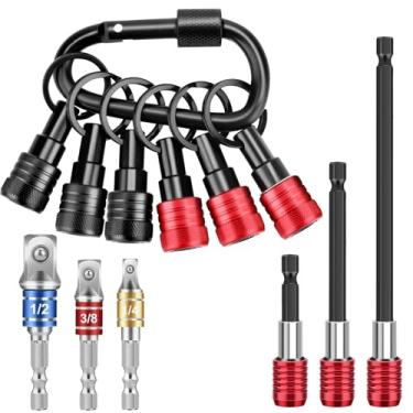 Imagem de SUNJOYCO Conjunto de 13 peças com suporte de broca sextavada de 1/10.2 cm, 6 peças, porta-chaves de chave de fenda, adaptador de soquete de grau de impacto, 3 peças de extensão de broca magnética, 1