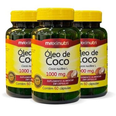 Imagem de Kit 3 Óleo de Coco 1000mg 60 cápsulas Maxinutri