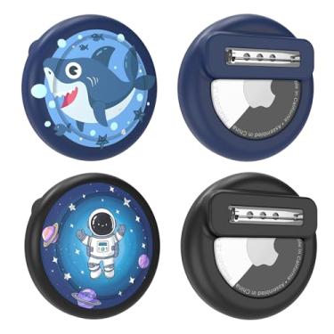 Imagem de SZJCLTD Suporte de rastreador para AirTag com pino de segurança, capa leve e fofa compatível com Apple Air Tags, pacote com 2 para crianças, idosos, coleira de animais de estimação, roupas, mochila