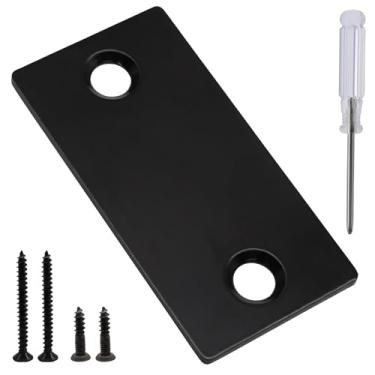 Imagem de LifCratms 1 pacote com placa de cobertura de furo de porta de 3,5 cm x 6,5 cm, placa de cobertura de fechadura de aço inoxidável com parafusos e chave de fenda (preto)