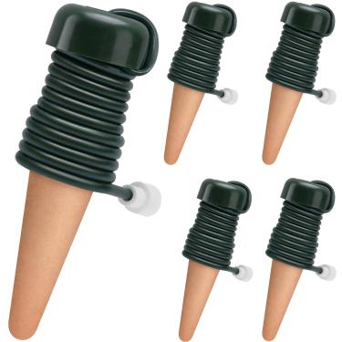 Imagem de BYDOLL Estacas autoirrigáveis para plantas, gotejador automático, pontas de terracota para plantas internas e externas, dispositivos de inserção de irrigação para uso nas férias, sistema de irrigação