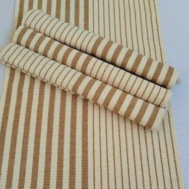 Imagem de Jogo Americano Natal 4 Peças Algodão Artesanal Tear Manual - Mesa Posta Rústica Elegante (Listra marron claro)