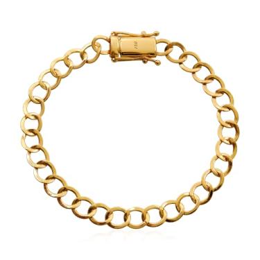 Imagem de Pulseira Masculina De Moeda Antiga Banhado A Ouro 18k - Escama de Peixe 7mm (19CM)