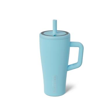 Imagem de BrüMate Copo Era de 590 ml com alça e canudo | Copo isolado 100% à prova de vazamento com tampa e canudo | Feito de aço inoxidável | Base amigável para porta-copos | 590 ml (geleira)