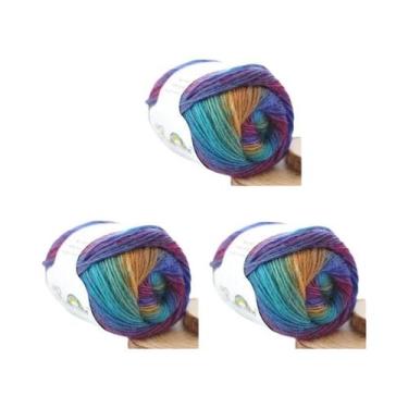 Imagem de Fio De Lã 100% Em Cores Arco-Íris Para Tricô Manual, Crochê, Cachecol 