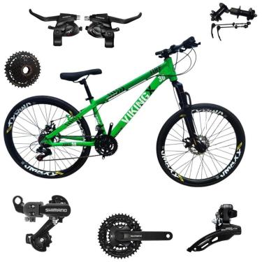 Imagem de Bicicleta 26 VikingX Tuff30 24v ShimanoProfissional Cubo e Catraca K7 Pneu Slick Fino Preto1.50-Unissex
