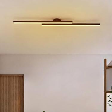 Imagem de Lâmpada de teto LED Moderno Minimalista Design de Linhas Longas Iluminação de Teto Lâmpada de Teto Alumínio Metal Lâmpada de Teto Interior para Sala de Estar Quarto Sala de Jantar (Luz Quente Preta