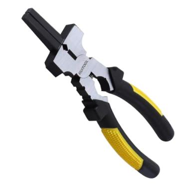 Imagem de Suporte de Eletrodo Multifuncional 7 Polegadas Chave Solda TIG MIG Alicate Soldagem Prático com Pino Detachável Função Integrada Martelo e Machado Corpo Aço 55 Alta Resistência Mandíbulas Dentes Finos