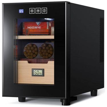 Imagem de Umidor Elétrico para Charutos 100 Unidades com Prateleiras, Higrômetro e Luz Led, 110 Volts, NEEDONE, Preto