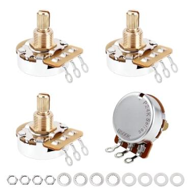 Imagem de Banworks Latão A500K+B500K Imperial 3/20.3 cm Rosca Tamanho Completo 24-Spline Split Short Shaft (15,5 mm) 2A2B Áudio e Linear Taper Potenciômetros para Gibson Les Paul LP/SG Fender Strat/Tele PRS JT