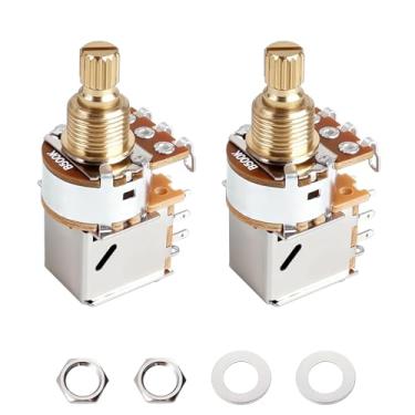 Imagem de Banworks Potenciômetros de guitarra Full Brass B500K Imperial de 3/20.3 cm, eixo curto dividido de 18 estrias (comprimento de 15 mm) Potenciômetros lineares cônicos para Fender Strat/Tele Gibson Les