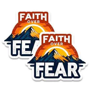Imagem de Ímã Faith Over Fear 10 cm, 2 unidades, versículo bíblico, citação cristã – Ímãs decorativos de vinil forte para armário de geladeira cozinha escritório – fofa divertida estética durável e duradoura