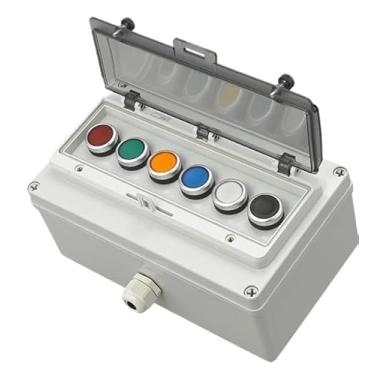 Imagem de EZZON AC220V caixa de interruptor de controle de botão à prova d'água para uso externo lâmpada de indicação de partida de parada de emergência caixa de junção de interruptor de autorecuperação (6)