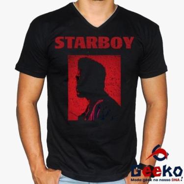 Imagem de Camiseta The Weeknd 100% Algodão Starboy Geeko, Preto gola v, G3