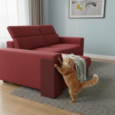 Imagem de Arranhador para Gatos Protetor de Sofá, MDF Reforçado com Carpete, Pré-montado, 55x22x22 cm, Cinza, Moderno (Vermelho)