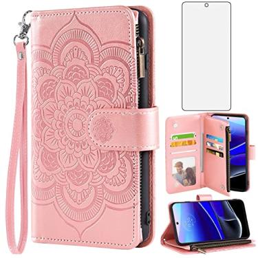 Imagem de Asuwish Capa de telefone para Motorola Moto G Stylus 5G 2022 capa carteira com protetor de tela de vidro temperado e flor flip porta-cartão de crédito acessórios para celular XT2215-1 XT2215-4