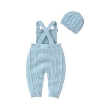 Imagem de Macacão De Verão Para Bebê Recém-Nascido Com Chapéu, Cor Sólida, Alças