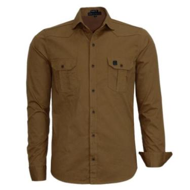 Imagem de Camisa Masculina Amil Estilo Militar Manga Longa Slim 100% Algodão 174