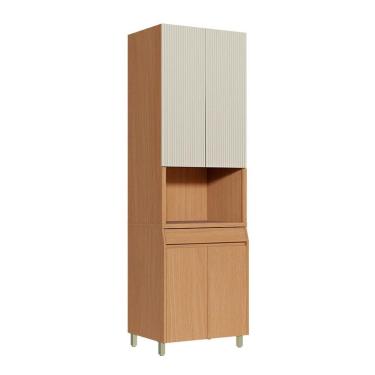 Imagem de Paneleiro Simone Mendes 100% MDF 4 Portas 1 Gaveta Bege e Carvalho