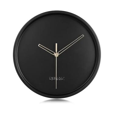 Imagem de Relógio de Parede Simples Metal Preto Silencioso Design Criativo Minimalista Preciso Decorativo Ideal para Casa e Escrit