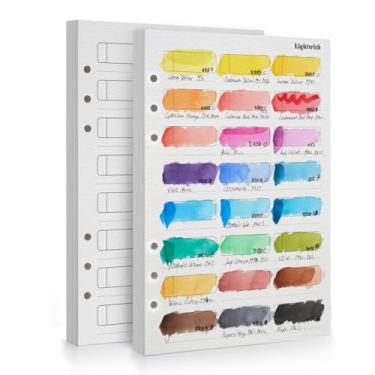 Imagem de Lightwish Papel de amostra de aquarela a granel - 100% algodão prensado a frio 300 g/m² / 63,5 kg, pacote com 2 total de 40 folhas 24 espaços papel substituível perfurado A5 para aquarela, guache