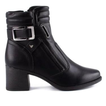 Imagem de Bota Feminina Mississipi Cano Curto Salto Bloco Preto, Preto, 35