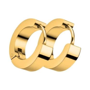 Imagem de Brincos De Argola Punk Gótico Em Aço Inoxidável Preto E Dourado Unisse