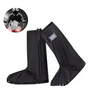 Imagem de Capa de Chuva Polaina Impermeável para Moto, Protetor de Calçado, Preto, Tamanho Único, Proteção Contra Chuva para Motociclistas