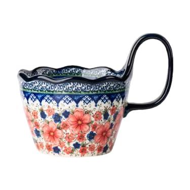 Imagem de Moqidadii Tigela de sopa de cerâmica de 740 ml com alça - Tigela de cereal e ramen floral feita à mão - Tigela decorativa grande para micro-ondas e lava-louças para uso diário ou presente (névoa de