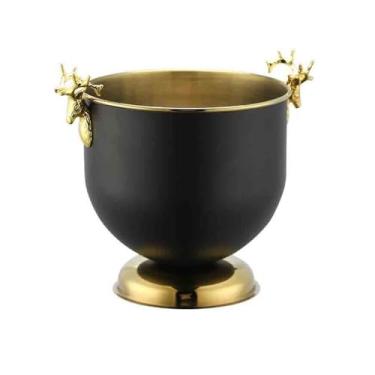 Imagem de Balde de gelo para recipiente de gelo, balde de gelo, balde de champanhe, balde de refrigeração, aço inoxidável, vinho, cerveja, champanhe, balde (preto)