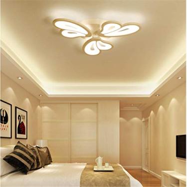 Imagem de Luminária de teto moderna em LED com intensidade regulável e controle remoto. Tamanho grande, ideal para sala de estar. Design criativo em formato de pétalas. Luminária de teto em metal acrí