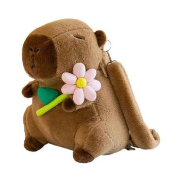 Imagem de Mochila Mini De Pelúcia De Capivara Para Meninas, Bolsa Transversal Di