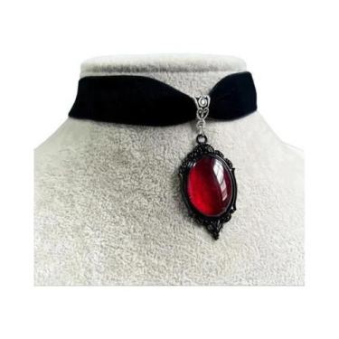 Imagem de Colar Choker De Veludo Com Pingente De Cameo Gótico De Vampiro Para Mu