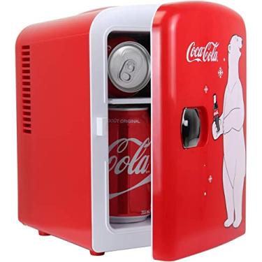Imagem de Frigobar Polar Coca Cola – Geladeira para quarto, escritório, mesa portátil, refrigerador de bebidas, 12 V CC/220 V AC para bebidas, refrigerante, vinho, uso no carro, dormitório, pátio, 6 latas