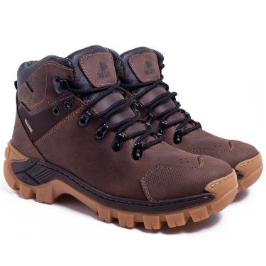 Imagem de Bota Adventure Masculina Cano Baixo Couro Legítimo Resistente Ideal para mato Terra e Caminhada Leve-Masculino
