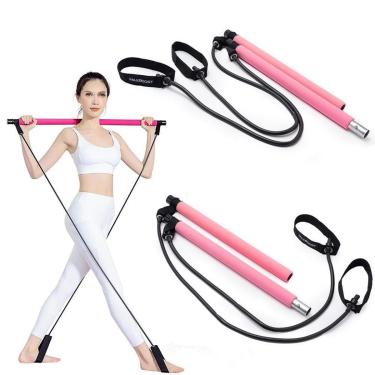 Imagem de Barra Pilates Bastão Exercícios Aparelho Elástico Alongamento Academia Maxboost-Unissex