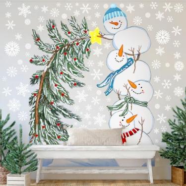 Imagem de ReliThick 6 folhas de adesivos de janela de Natal, boneco de neve, árvores de Natal, flocos de neve, adesivos de janela para parede, vidro, decoração de natal de inverno