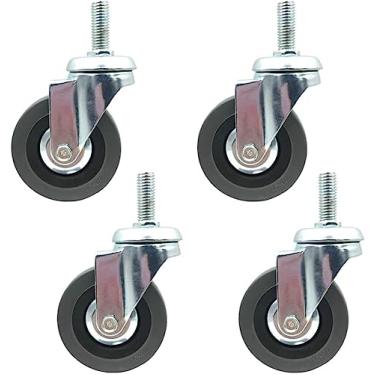 Imagem de Rodas giratórias de borracha resistentes de 7,6 cm, placa de rodízio durável para substituição de móveis, rodízios de carrinho de 75 mm para movimento suave e mobilidade