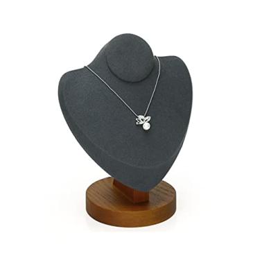 Imagem de Suporte de joias com coração para exibição de colar de madeira busto suporte de exibição de joias expositor de corrente de busto suporte de pingente para loja de joias exibição de joias (cor: B)